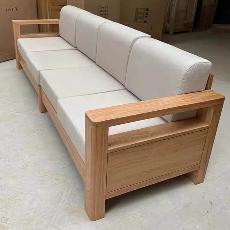 Nordic Solid Oak 4-Seater Sofa