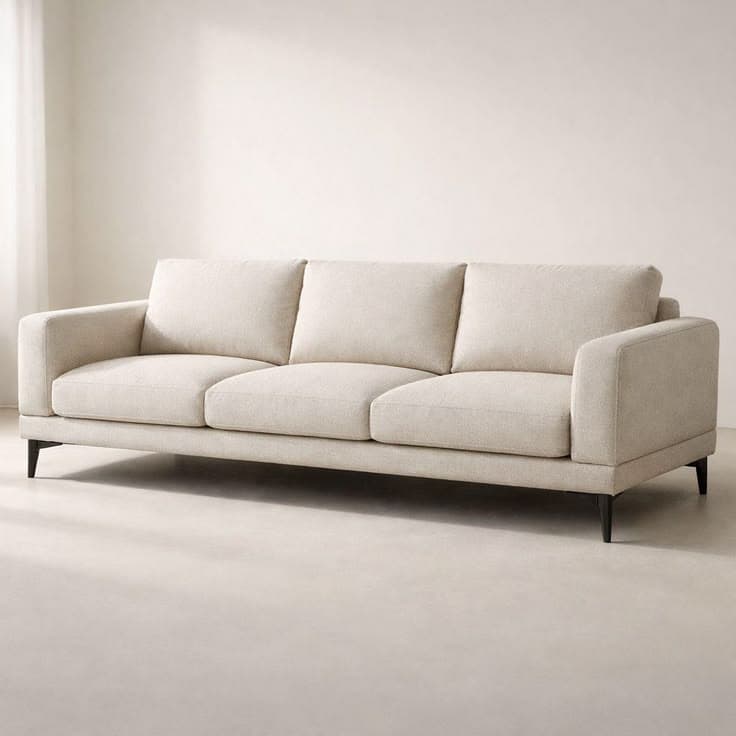 Contemporary Cream 3-Seater Sofa