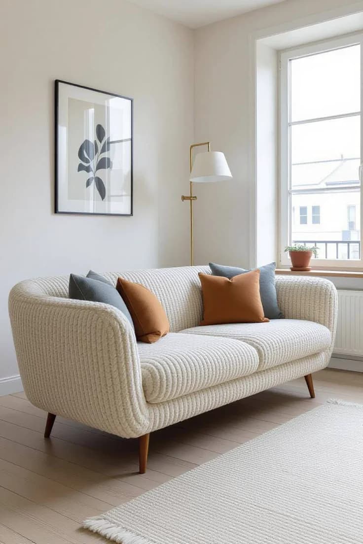 Odense Channel-Tufted Bouclé 3-Seater Sofa