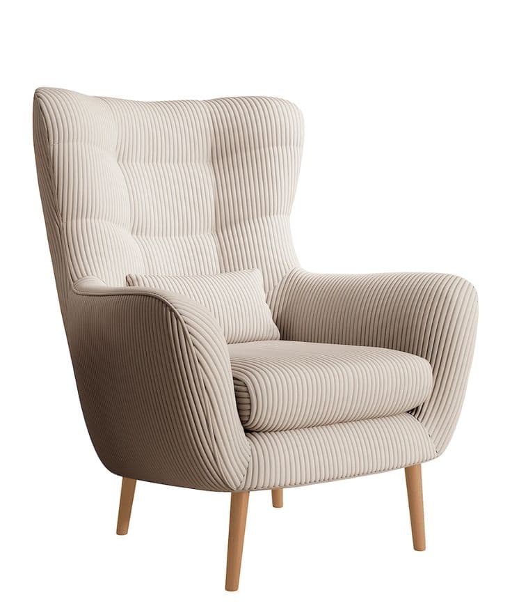Vence Wide-Ribbed Corduroy Wingback Armchair
