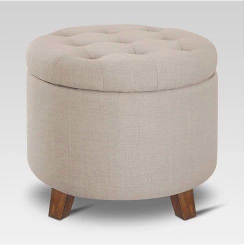 Round Tufted Storage Ottoman