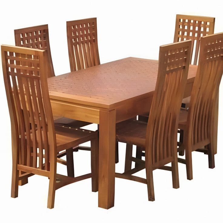 Solid Timber Lattice-Back Dining Set