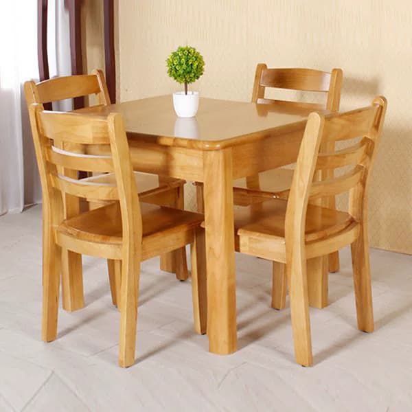 Compact Solid Wood 4-Seater Dining Set
