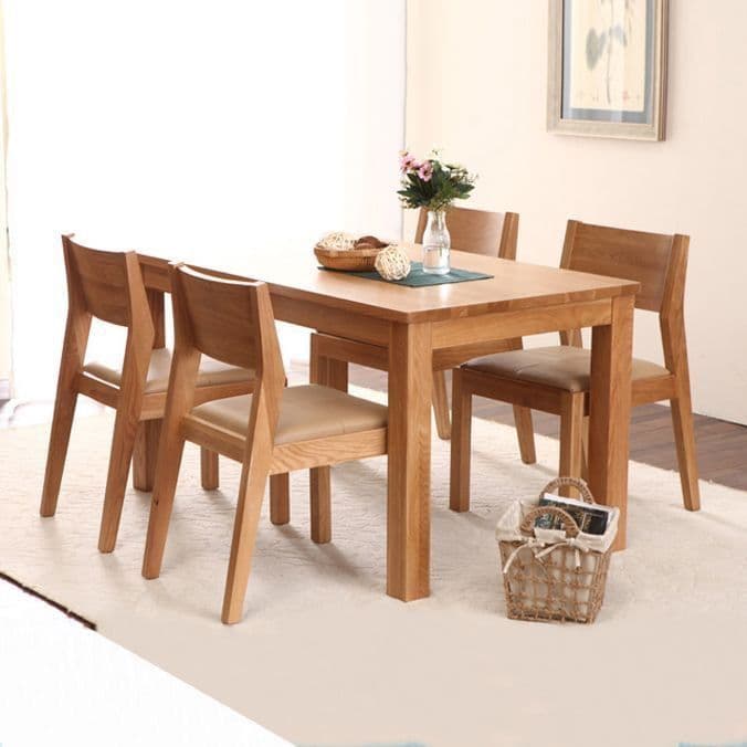 Minimalist Solid Oak Dining Set