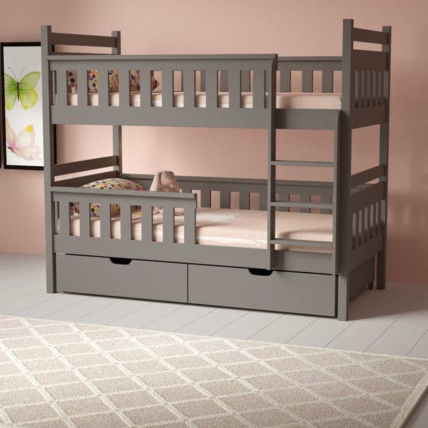 Contemporary Grey Bunk Bed with Storage
