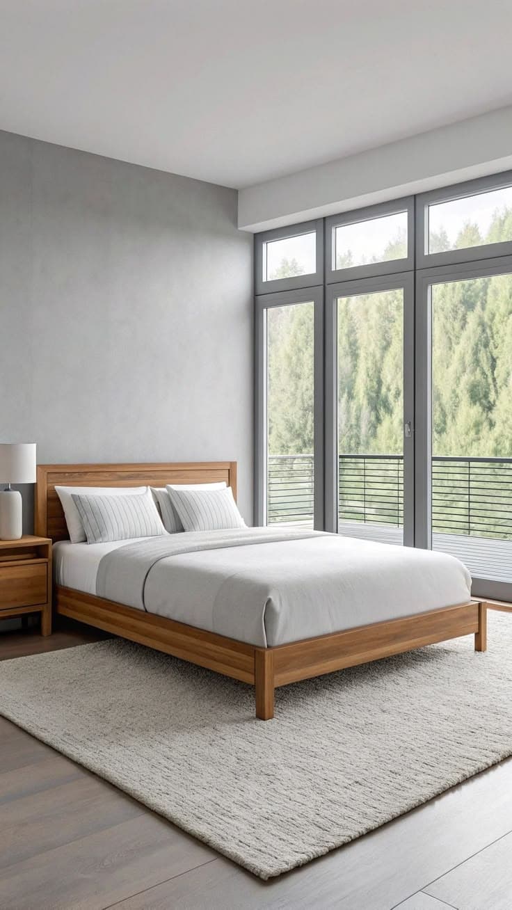 Nordic Minimalist Solid Oak Platform Bed