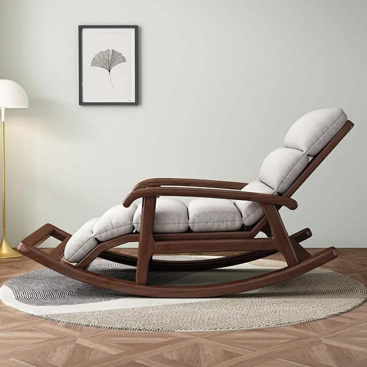 Modern Teak Outdoor Rocking Sun Lounger