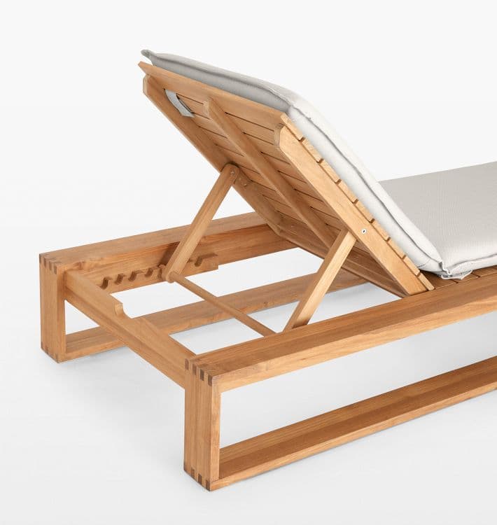 Adjustable Teak Sun Lounger with Pull-Out Tray